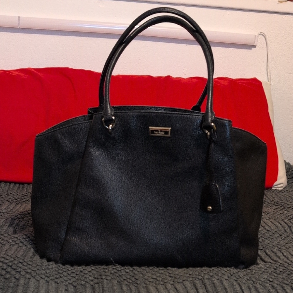 Kate Spade Ashlee Anna Court Large Black Leather Tote Handle Bag